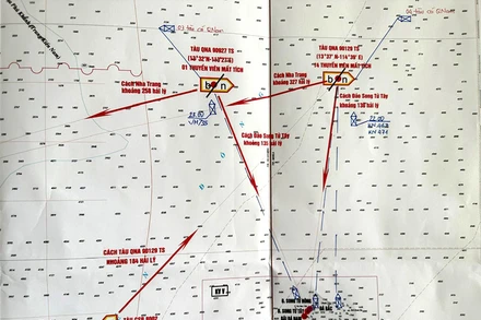 Vùng biển nơi các tàu bị chìm, lực lượng chức năng đang tập trung tìm kiếm cứu nạn.