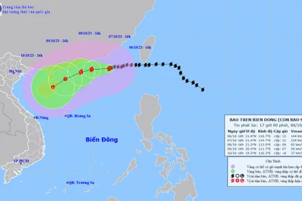 Vị trí và hướng di chuyển của bão số 4. (Nguồn: nchmf.gov.vn)