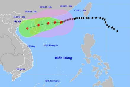 Vị trí và hướng di chuyển của bão số 4. (Nguồn: nchmf.gov.vn)