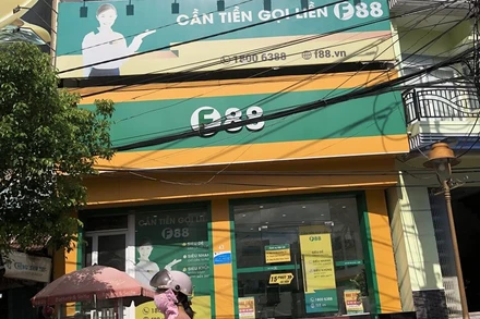 Một điểm giao dịch của Công ty F88 trên đường Trần Phú, thành phố Bạc Liêu. (Ảnh chụp sáng 23/3)