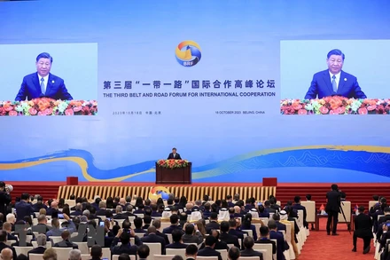 Chủ tịch Trung Quốc Tập Cận Bình phát biểu khai mạc. (Ảnh: TTXVN)