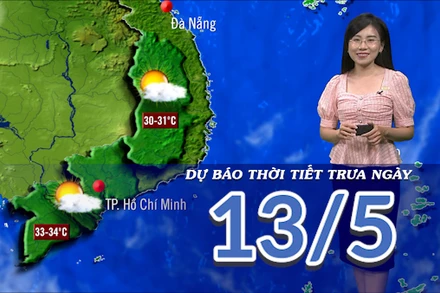[Video] Dự báo thời tiết trưa ngày 13/5/2025: Trời chuyển nắng, mưa dông về chiều tối