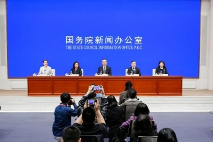 Một phiên họp báo của Văn phòng Báo chí Quốc vụ viện Trung Quốc. (Ảnh minh họa: scio.gov.cn) 