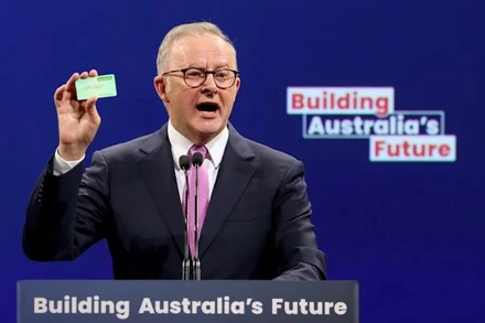 Thủ tướng Australia Anthony Albanese phát biểu tại buổi phát động chiến dịch tranh cử của Công đảng.