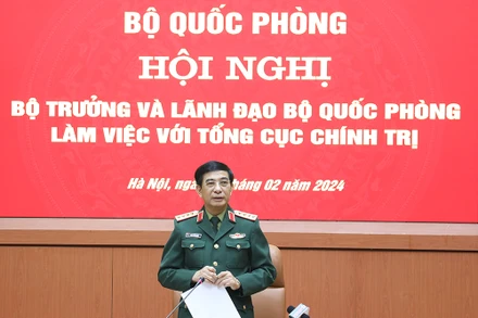 Đại tướng Phan Văn Giang phát biểu ý kiến tại hội nghị.