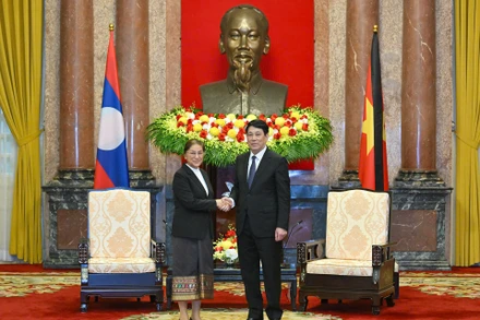 Chủ tịch nước Lương Cường tiếp Phó Chủ tịch nước Lào Pany Yathotou.