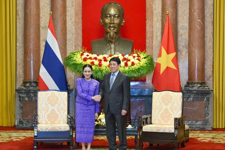 Chủ tịch nước Lương Cường tiếp Thủ tướng Thái Lan Paetongtarn Shinawatra.