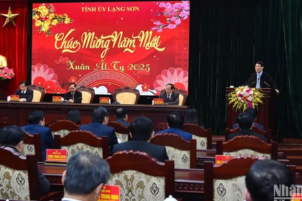 Chủ tịch nước Lương Cường phát biểu tại buổi làm việc. (Ảnh: Thủy Nguyên)