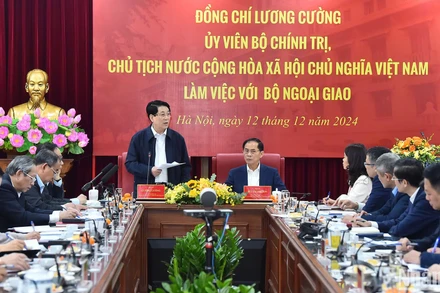 Chủ tịch nước Lương Cường thăm và làm việc với Bộ Ngoại giao.