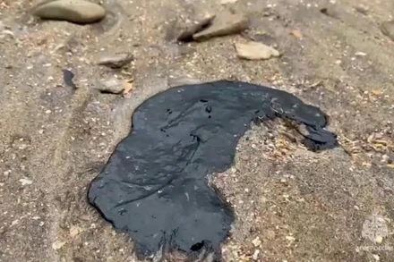 Lực lượng cứu hộ Nga đã dọn dẹp bãi biển ngoài khơi Biển Đen kể từ tháng 12 và tiếp tục phát hiện thêm vệt dầu loang mới. (Ảnh: AP)