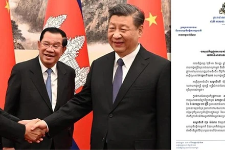Thông cáo về chuyến thăm Cộng hòa Nhân dân Trung Hoa của Thủ tướng Campuchia Samdech Thipadi Hun Manet. (Ảnh: Fresh News)