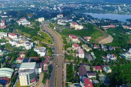 Quang cảnh Thành phố Gia Nghĩa, tỉnh Đắk Nông nhìn từ trên cao.