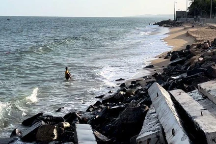 Hiện trường khu vực bờ biển 2 học sinh bị đuối nước.