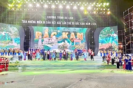 Trình diễn nghệ thuật trong đêm khai mạc. (Ảnh: LÊ HANH)