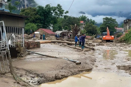 Khung cảnh tan hoang sau lũ quét tại xã Đồng Phúc, huyện Ba Bể. (Ảnh: TUẤN SƠN)