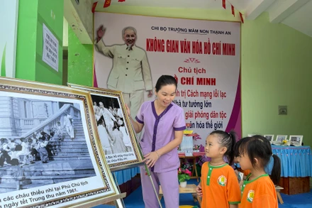 Không gian văn hóa Hồ Chí Minh tại Trường mầm non Thạnh An, xã Thạnh An, huyện Cần Giờ, Thành phố Hồ Chí Minh.