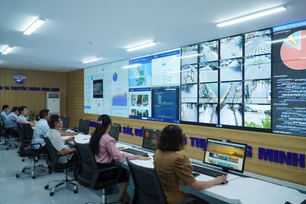 Trung tâm kiểm soát, điều hành đô thị thông minh tại Bình Định. (Ảnh Sở Thông tin và Truyền thông)