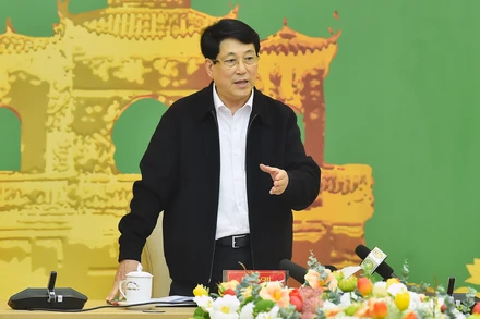 Chủ tịch nước Lương Cường phát biểu chỉ đạo tại Hội nghị Công bố quyết định kiểm tra của Bộ Chính trị năm 2025 đối với Ban Thường vụ Tỉnh ủy Hưng Yên. 