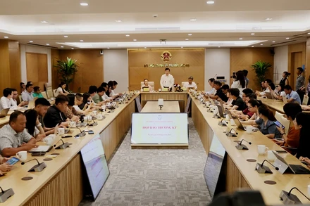 Toàn cảnh họp báo thường kỳ Bộ Thông tin và Truyền thông.