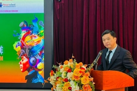 Ông Lưu Hoàng Long, Cục trưởng Cục Sở hữu trí tuệ (Bộ Khoa học và Công nghệ) phát biểu tại hội thảo. (Ảnh: BÍCH LIÊN)