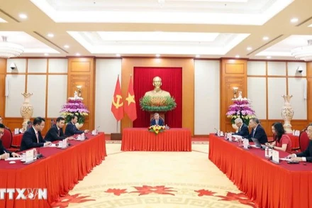 Tối 30/4/2025, tại Trụ sở Trung ương Đảng, Tổng Bí thư Tô Lâm điện đàm với Chủ tịch Hội đồng châu Âu António Costa. (Ảnh: Thống Nhất/TTXVN)