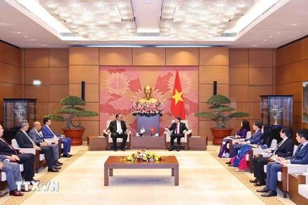 Phó Chủ tịch Quốc hội Nguyễn Đức Hải tiếp Ngài Salah Djegloul Chủ tịch Nhóm Nghị sỹ hữu nghị Algeria-Việt Nam. (Ảnh: TTXVN)