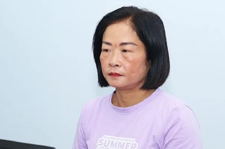 Quách Ngọc Hương tại cơ quan công an. (Ảnh: ANH TUẤN)