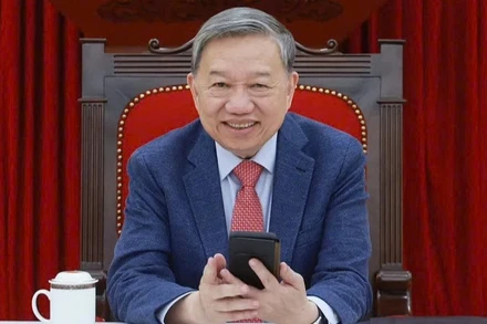 Tổng Bí thư Tô Lâm điện đàm với Tổng thống Hoa Kỳ Donald Trump. (Ảnh: TTXVN)