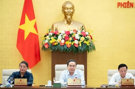 Chủ tịch Quốc hội Trần Thanh Mẫn phát biểu ý kiến tại phiên họp. (Ảnh ĐĂNG ANH)