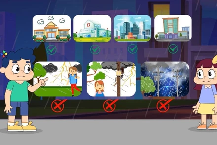 Kiến thức về phòng, chống thiên tai được thể hiện dễ hiểu, dễ nhớ qua hình thức phim hoạt hình. (Ảnh: VTV)