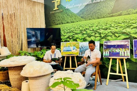 Mô hình sản xuất xanh, thân thiện môi trường của Việt Nam trưng bày trong khuôn khổ Hội nghị P4G 2025. (Ảnh: HNV)