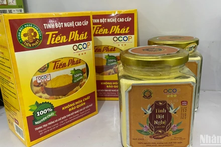 Tinh bột nghệ Tiến Phát, Tuyên Quang, sản phẩm OCOP 3 sao. (Ảnh: NGỌC KHÁNH)