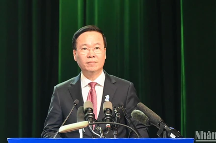 Chủ tịch nước Võ Văn Thưởng phát biểu tại Đại hội đại biểu toàn quốc Hội Sinh viên Việt Nam lần thứ XI, nhiệm kỳ 2023-2028. (Ảnh: DUY LINH)