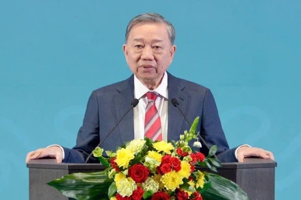 Tổng Bí thư Tô Lâm phát biểu tại Học viện Tổng thống. (Ảnh: TTXVN)