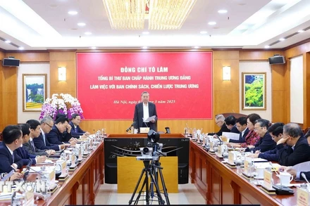 Quang cảnh buổi làm việc. (Ảnh: TTXVN)