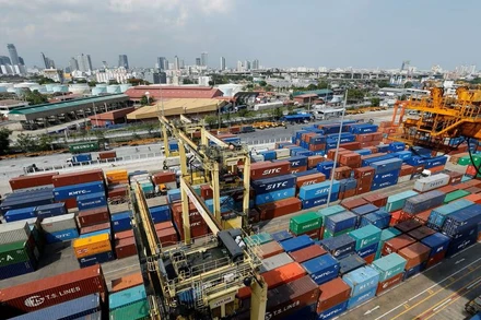 Hàng hóa xuất khẩu tại cảng Bangkok, Thái Lan. (Ảnh: Reuters)