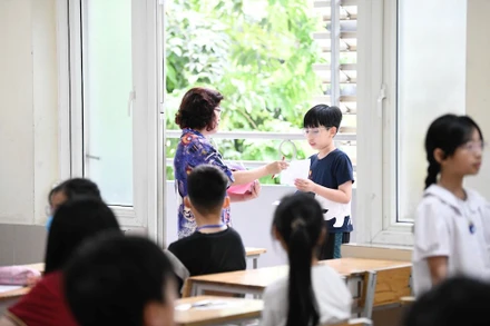 Kỳ thi Đánh giá năng lực vào lớp 6 năm học 2025-2026 Trường THCS&THPT Nguyễn Tất Thành, Hà Nội, sáng 31/5 (Ảnh: Trường Đại học Sư phạm Hà Nội)