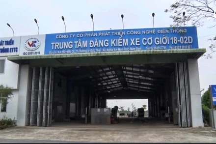 Trung tâm đăng kiểm phương tiện xe cơ giới đường bộ 18-02D tại địa phận xã Nghĩa An, huyện Nam Trực (Nam Định).