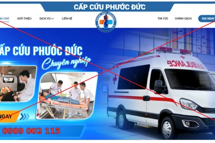 Quảng cáo trái phép của Công ty TNHH Cấp cứu Phước Đức đặt tại số 505/7 Bến Bình Đông, phường 13, quận 8, Thành phố Hồ Chí Minh