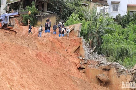 Đoàn chuyên gia khảo sát tại khu vực sạt lở nghiêm trọng tại phường 10, thành phố Đà Lạt.