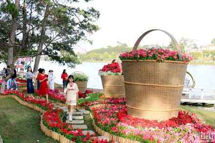 Du khách du xuân trên thành phố ngàn hoa Đà Lạt.