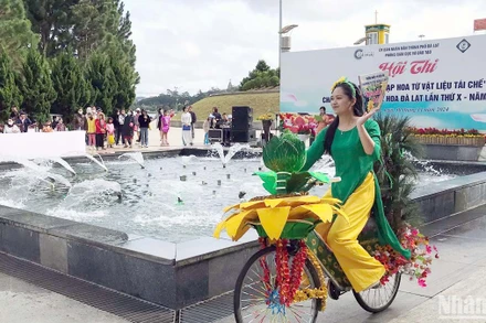 Duyên dáng áo dài và xe đạp hoa.