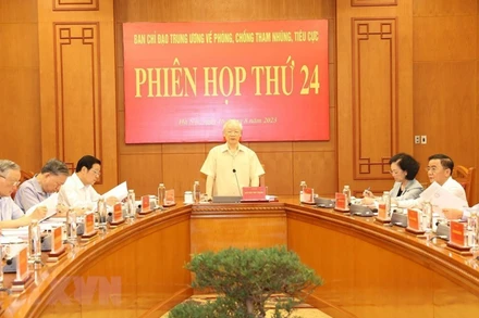 Phiên họp 24 Ban Chỉ đạo Trung ương về phòng, chống tham nhũng. (Ảnh: TTXVN)