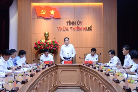 Ủy viên Bộ Chính trị, Phó Chủ tịch thường trực Quốc hội Trần Thanh Mẫn đánh giá cao tinh thần làm việc của tỉnh Thừa Thiên Huế. (Ảnh: Cổng thông tin Chính phủ)