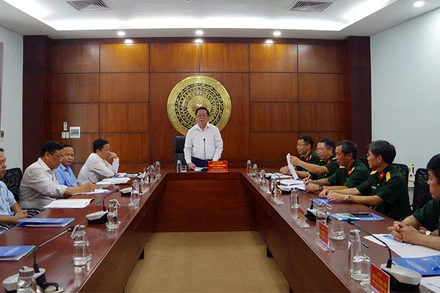 Đồng chí Nguyễn Trọng Nghĩa, Bí thư Trung ương Đảng, Trưởng ban Tuyên giáo Trung ương phát biểu chỉ đạo tại buổi thăm và làm việc. (Nguồn: Báo Quân đội nhân dân)