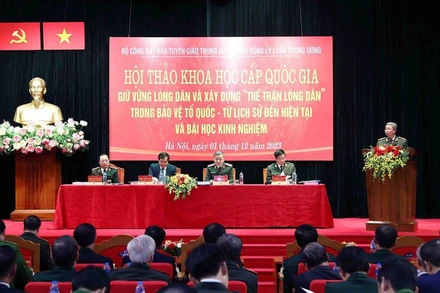 Hội thảo khoa học cấp quốc gia "Giữ vững lòng dân và xây dựng 'thế trận lòng dân' trong bảo vệ Tổ quốc - Từ lịch sử đến hiện tại và bài học kinh nghiệm" (Ảnh: VGP/PL)