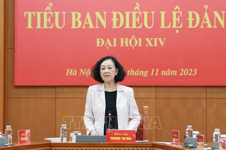 Thường trực Ban Bí thư Trương Thị Mai phát biểu chỉ đạo phiên họp. (Ảnh: TTXVN)