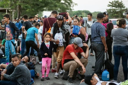 Người di cư Trung Mỹ trong hành trình tới Mỹ tại khu vực Huixtla, Tapachula, bang Chiapas, Mexico, ngày 15/4/2019. (Nguồn: AFP/TTXVN)