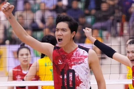 Bích Tuyền thi đấu bùng nổ giúp LPBank Ninh Bình lội ngược dòng BTL Thông tin Đông Bắc. (Ảnh: Bóng chuyền Việt Nam)