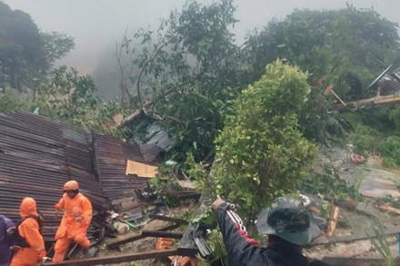 Một vụ lở đất ở làng Pangkalan, huyện Natuna, đảo Riau, Indonesia. Ảnh: Tân Hoa xã